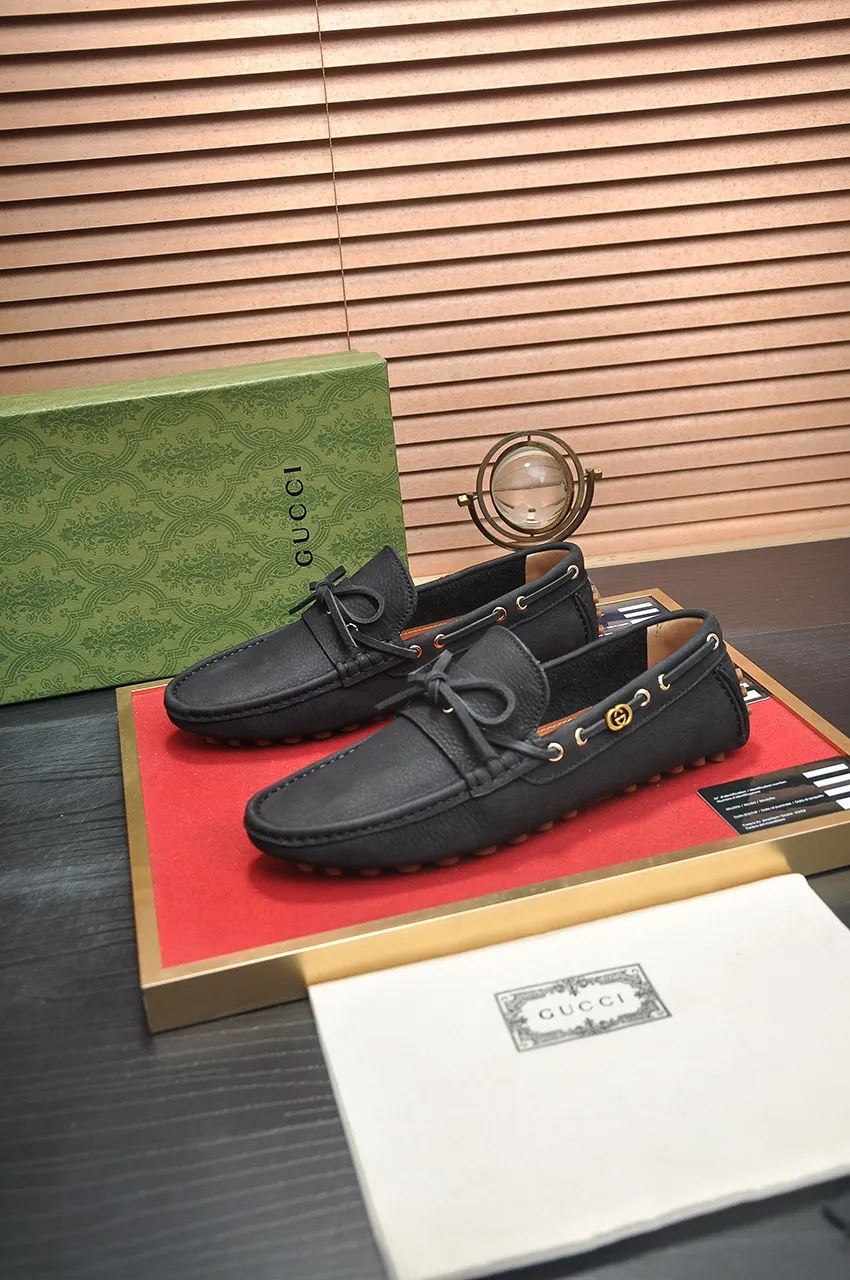 Men's Men's Shoes💰420💶【GUCCI】 (High-end Niuli) New 🍀Gucci*——Gucci Doudou Shoes! Made of imported original cowhide, the inner top layer is comfortable cowhide lining! Original wear-resistant rubber outsole! High quality products! Code number 38-44!